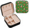 ZZKKO Kleine Schmuckschatulle mit Weihnachtsmotiv, Retro-Claus, Reise-Schmuckkoffer, Leder, Schmuck, Reise-Organizer, Mini-Aufbewahrungsboxen für Damen, Ringe, Halsketten, Geschenke, Schwarz