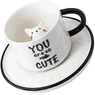 Kaffeetasse 220ml Keramik mit Tiermotiv Innen, Weihnachten Feier
