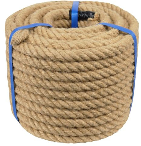 1,9 cm natürliches Juteseil, 30 m dickes Hanfseil, 4 Stränge gedrehtes Manila-Seil für Handwerk, Geländer, Hängematte, nautisch, Heimdekoration, Innen- und Außenbereich