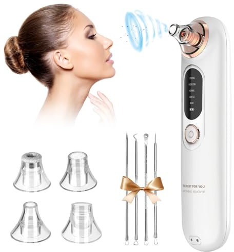 Aofesel Aspirateur Point Noir Extracteur de Point Noir Electrique Tire Comédons des Pores Purateur de Peau Visage 4 Sondes et 4 Modes d'extraction des Points Noirs Rechargeable