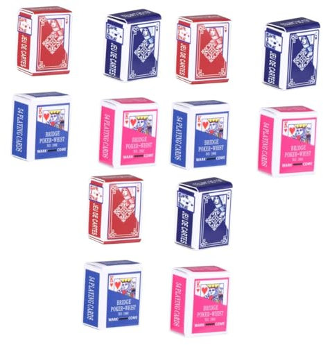 ibasenice 12 Sätze Kartenspielen Kleiner Schürhaken Miniaturornament Miniaturpuppen Mini-Möbel Tischzubehör catchring kreative Pokerkarten Brettspiel-Poker Papier Modell