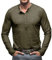 Verwaschenes Vintage-Oberteil für Herren, Distressed-T-Shirt mit Knöpfen Langen Ärmeln, einfarbig Herrn T (240426B-Green, XL)