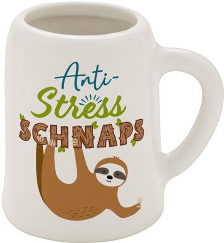 GRUSS & CO Schnapskrug mit Motiv Stress | New Bone China, 5 cl, Mini-Krug mit Spruch | Lustiges Geschenk, Party, Männergeschenk | 73853