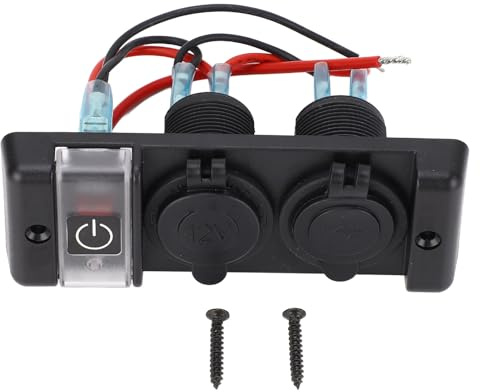 Power Control Combo Switch Panel With Double USB Sockets Red Light Circuit Breaker 12V Cigarette Lighter Socket for Car RV Boat