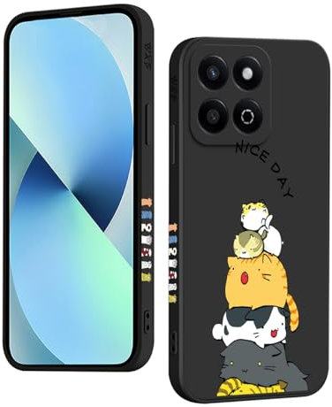 YUXING Coque pour Honor 200 Smart Silicone Antichoc Antidérapant, Étui Protection à Motifs Mignon Durable Souple Mince Intégrale Protection Housse (Cat,Black)