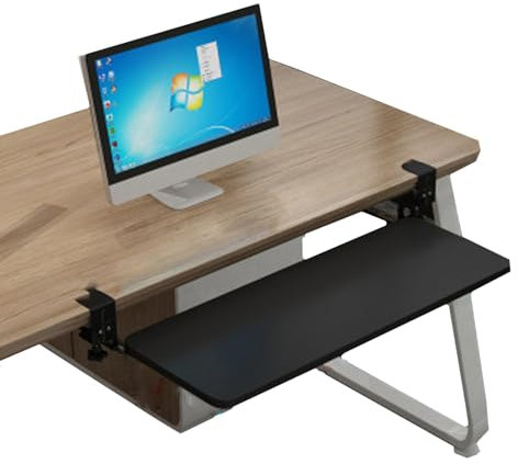Tastatur-Klemmschienen-Set, Tastaturhalterung, ergonomische Tastaturablage for Ausziehen unter dem Schreibtisch, einfache Installation for Arbeiten und Lernen, Computerschublade for Tippen, Farbe Eich