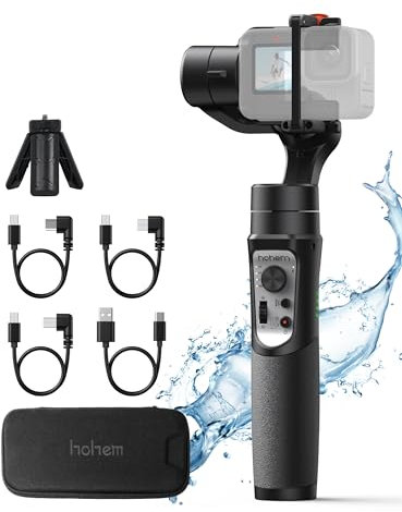 Hohem Estabilizador de cardán de 3 ejes para Gopro Hero 12/11/10/9/8/7, control Bluetooth, IPX4 a prueba de salpicaduras, trípode, compatible con cámara Osmo, estabilizador de cámara de acción para