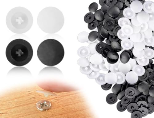 Emezddo 100 Piezas Tapas de Tornillos, Tapas de Cubierta Tornillos, Tapas de Tornillos de plástico,Cubiertas Decorativas,Tapas de Tornillos,para Reparaciones de Muebles(Blanco y Negro,12 mm)