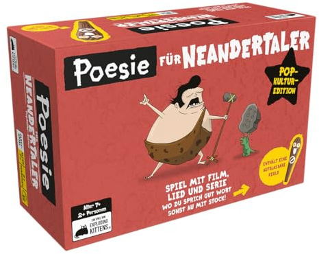 Exploding Kittens, Poesie für Neandertaler: Popkultur-Edition, Partyspiel | Lustiges und primitives Wortspiel für 2+ Spieler, 15 Minuten, Kartenspiel ab 7 Jahren