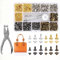 Borchie per Pelle con Pinze,Borchie Decorative,Rivetto Pelle,Rivetti Tubolari,Rivetti Metallici,Ribattini Artigianale,Kit di Strumenti per Riparazioni Artigianali,180 PC Rivetti per Cuoio 3 Formati