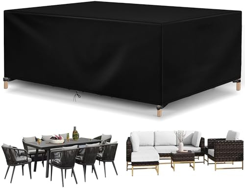Flyace Gartenmöbel Abdeckung Wasserdicht Schutzhülle Gartenmöbel Rechteckig Gartentisch Abdeckplane Gartenmöbel Loungemöbel Winterfest Winddicht Anti-UV Abdeckhauben für Möbelsets 220x100x74cm