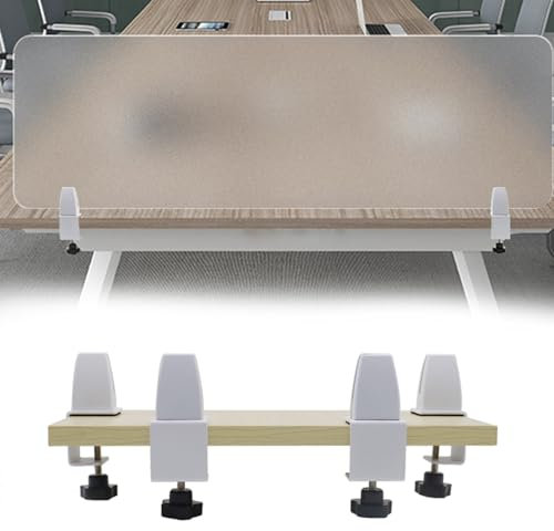 Acrylic Desktop Partition Clear Clamp on Desk Divider 60x60cm for Office and Classroom Privacy and Soundproofing
