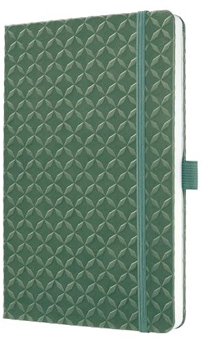 Sigel JN141 Notizbuch A5 liniert grün, Tagebuch Jolie, Hardcover, Gummiband, Stifteschlaufe, Einstecktasche, vegan, aus nachhaltigem Papier