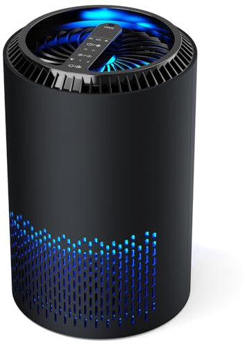QEXREED Purificatore d'Aria Elimina Odori, Air Purifier Portatile con Timer, Purificatore Aria per Camera da Letto, Bagno, Soggiorno, Seminterrato (nero)