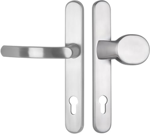 FELGNER Schmalrahmen-Garnitur Siena | Türgarnitur Langschild | Hochwertige Wechselgarnitur mit Knauf/Knopf und Klinke | Robuster Türbeschlag für Profilzylinder | Edelstahl matt