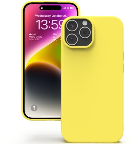 YATWIN für iPhone 14 Pro Max Hülle, Premium Silikon Handyhülle mit Kameraschutz, Seidig-Weicher Berühren Ultra Dünne Stoßfeste Kratzfeste Schutzhülle, Gelb