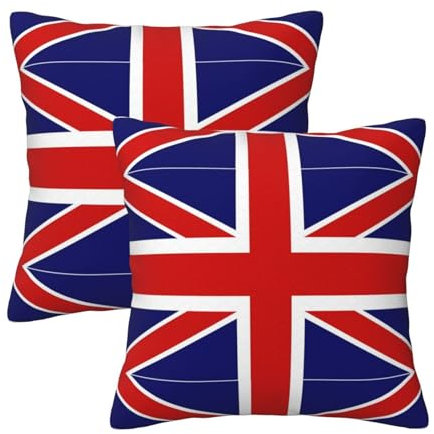 YHBLYKXP Couchkissen mit englischer Flagge, 2-teiliges Set von Dekokissen, dekorativ, bequem, Schlafzimmer, Ferienhaus