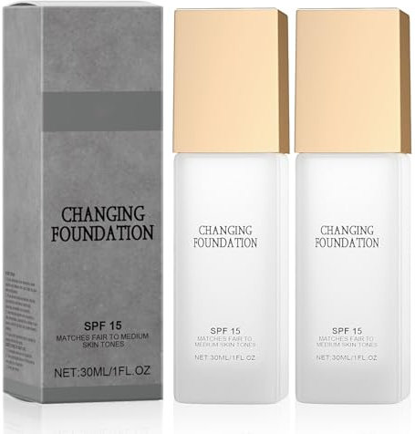 Foundation Changing Foundation with Spf 15, Make up Hautton Anpassend Feuchtigkeitsspendend und Natürlich Foundation für Strahlenden Jugendlichen Teint (2stück, 30ml)