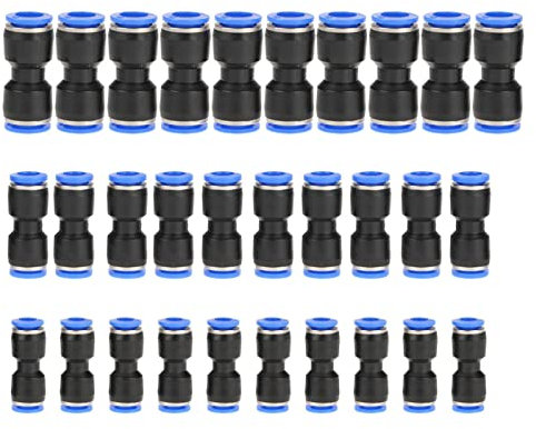 30 PCS Release rapide Connecteurs push Plais de ligne d'air 1 4 5 16 3 8 tube Renue ronde Haute pression Installation facile à longue durée de vie Installations pneumatiques