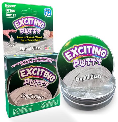 Liquid Glass Putty - 2 x Clear Transparent Squeezable Exciting Putties Non-Toxic Long Lasting Non-Drying Stress Relief Hand Exercise Science Learning & Fun for Kids
