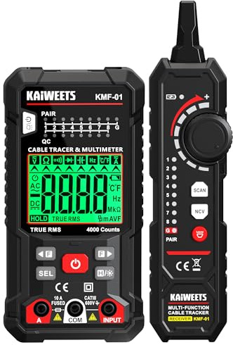 KAIWEETS Multimetro Digitale e Localizzatore di Cavi 3 in 1, Tester a Automatica Della Portata TRMS, Localizzatore di Cavi