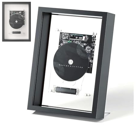 Reproductor de CD de montaje en pared, reproductor de CD con marco de música con mando a distancia y pantalla LED, incluye cubierta antipolvo, salida AUX de 5.0 Bluetooth/3.5 mm, sin altavoces, para