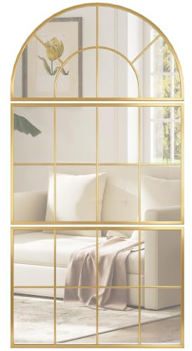 HOMCOM Miroir Mural Arqué Ensemble de 3 Pièces 76 x 150 cm Doré