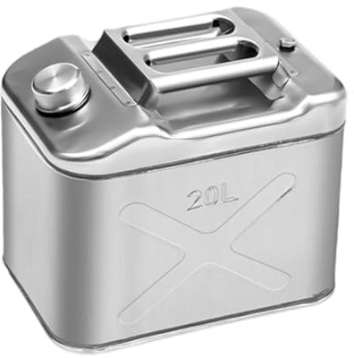AsrMyjcx Réservoir de Carburant Bidon Essence Acier Inoxydable Capacité Élevée Transport Facile Étanchéité Fiable Adaptée Au Camping Stockage Déplacement Maiso, 20l