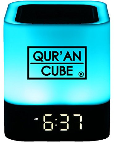 Qur’an CubeⓇ Portable Digital Quran Speaker LED Multi-coloured Touch Lamp, Bluetooth, AUX, ALARM, 7 Different Recitations Of The Full Quran &Beautiful Nasheeds