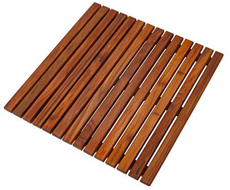 Nordic Style Stuoia per doccia/vasca da bagno in legno di teak oliato - piattaforma in legno antiscivolo per sauna, piscina, vasca idromassaggio - 19,6 x 19,6