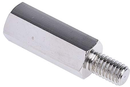 RS PRO Abstandhalter, Länge 25 mm, Gewindelänge 10 mm, Stahl, Sechskant M6 M6, 10 mm 15 mm, Packung a 50 Stück