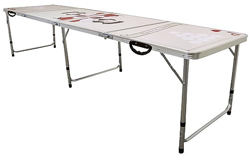 Monster Shop 2,4m Faltbarer Tragbarer Beer Pong Tisch Set für Partys Drinnen oder Draußen, Wasserdicht, Trinktisch Komplett mit Faltbarer Tragetasche und Zwei KOSTENLOSEN Mikrofasertüchern