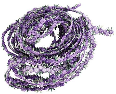 EXCEART Blumen Spitzenborte Spitzenband Spitzenbordüre Blumenband Dekoband Geschenkband für Nähen Applikation Kleidung Handwerk Scrapbooking Hochzeit Haarschmuck Deko Lila