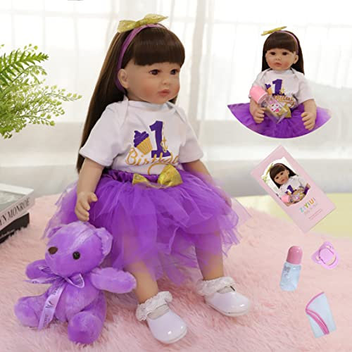 ZIYIUI Bambole Reborn 24 pollici 60 cm Reborn Bambino Bambola Realistico Silicone Vinile Reborn Ragazza Bambolotto Bambina Originali Reborn Realistica Baby Dolls