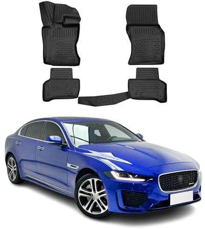 OMAC Fußmatten für Jaguar XE FL 2019-2024 4X Schwarz | Gummimatten, Automatten, Allwetter, fahrzeugspezifisches Produkt, Antirutsch, 3D-Passform, wasserdicht