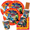 spielum Set de 44 pièces de fête pompier Flo – Assiettes, gobelets, serviettes, pailles pour 8 enfants