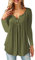 Florboom Womens Tops Long Sleeve Oversized T Shirts Long Tops Baggy Blouses, Olive Green Size 12 14