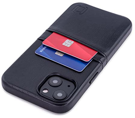 Dockem Custodia a Portafoglio per iPhone 13 con Piastra Metallica Incorporata per Montaggio Magnetico e 2 Tasche Porta Carte di Credito: Pelle Sintetica (Exec M2, 6,1 pollici, Nero)