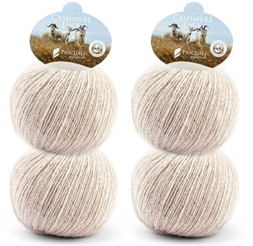 PASCUALI | Bio Cashmere Lace. Strickwolle aus 100% Kaschmirwolle Wolle zum Stricken und Häkeln, SET: 4 Knäuel - 100g - Farbe: Rosenquarz 10