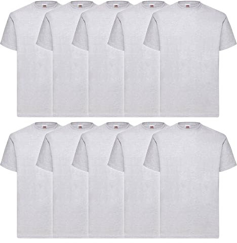 Fruit of the Loom Lot de 10 t-shirts originaux pour homme, Sac de sport gris et Myshirt, XL
