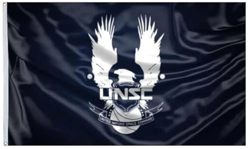 UNSC-Flagge der Vereinten Nationen, Weltraumkommando, 90 x 150 cm, UV-beständig, doppelt bedruckt und doppelt genäht, 150D-Polyester-Banner (I)