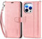 TUCCH Flip Case for iPhone 14 Pro (6.1) 2022 5G, PU Leather Wallet Case with Wrist Strap, RFID Blocking, Card Slots, Shockproof TPU, Viewing Stand, Magnetic Folio Cover for Women Men, Rose Gold