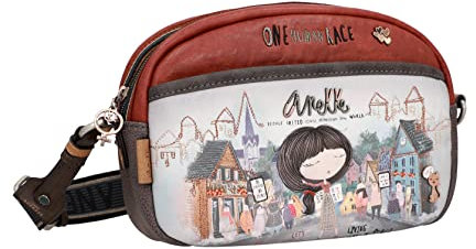 Anekke,Women's Bag,Medium Wide Shoulder Bag,Faux Leather Shoulder Bag with Handle, Pockets and Zip Closure,Voice Collection,Women's Accessories and Accessories,26x18x8 cm, multicoloured, One Size