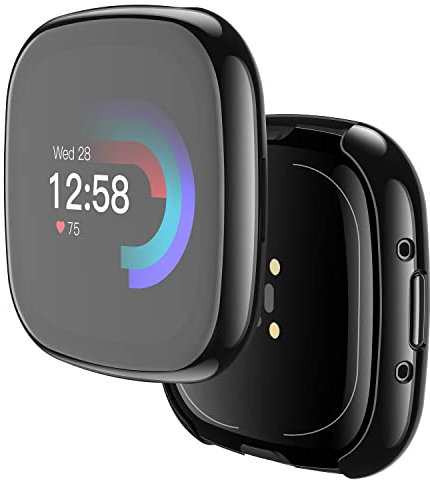 Yolin [2-Stück] All-Around TPU Displayschutz Kompatibel mit Fitbit Versa 4 / Fitbit Sense 2, Ultradünne Weiche Schutzhülle für Fitbit Versa 4 / Fitbit Sense 2 (1 Schwarz + 1 Transparent)