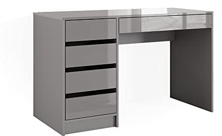Vicco Schminktisch Sherry, Kosmetiktisch, Grau Hochglanz, 120 cm ohne Spiegel