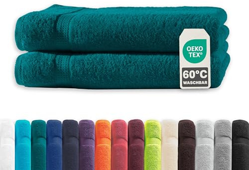 Müskaan® 2er Handtuch Set Petrol, 100% Baumwolle, 70x140cm, 500g/m² – Öko-Tex, Frottee Handtücher Set Baumwolle, Duschtücher 70x140cm, Handtuchset Blau für Bad, 60°C waschbar, Frotteetücher