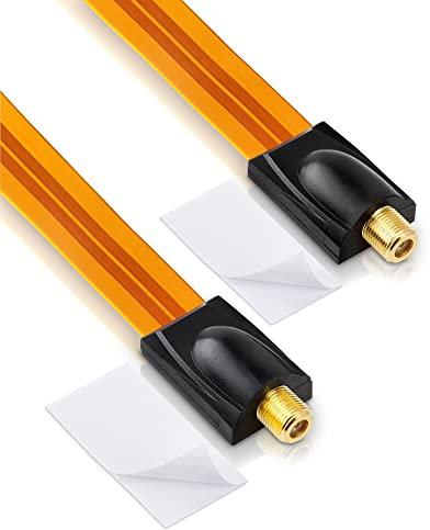 conecto Fensterdurchführung 30cm, F Buchse auf F Buchse, 2 Klebepads, vergoldet, kupfer, 2er Set