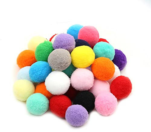 24 STK Bunte Groß Pompons zum Basteln, 50mm Pompons Bälle Kleine Bommeln Kugeln, Flauschigen Bunte Pom Pom Deko Pompom Plüschbälle Bastel Zubehör für Dekorieren Verzieren Nähen DIY Handwerk,Bunt