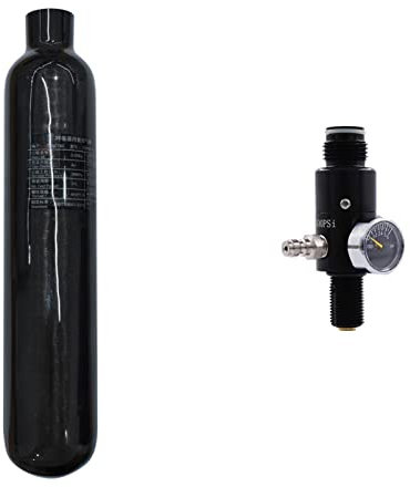 TUXING Carbon Fiber Tank 0.5L,4500Psi PCP HPA Air Tank Composite Cylinder mit Regler Ventil Manometer Ausgangsdruck 2200Psi