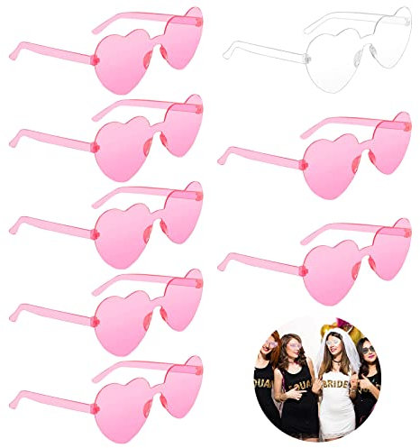 Seasboes 8 Stück Farben Party Brille, Randlose Brille, Herzform Sonnenbrille, Hippie Brille, Retro Farbige Gläser, Lustige Partybrillen für Geburtstagsfeier Hochzeit Foto Requisiten Maskerade (B)